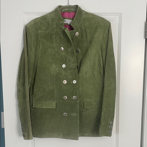 Gretchen Scott Light Green Washable Suede Jacket with Pink Liner Size XL - Picture 1 of 14